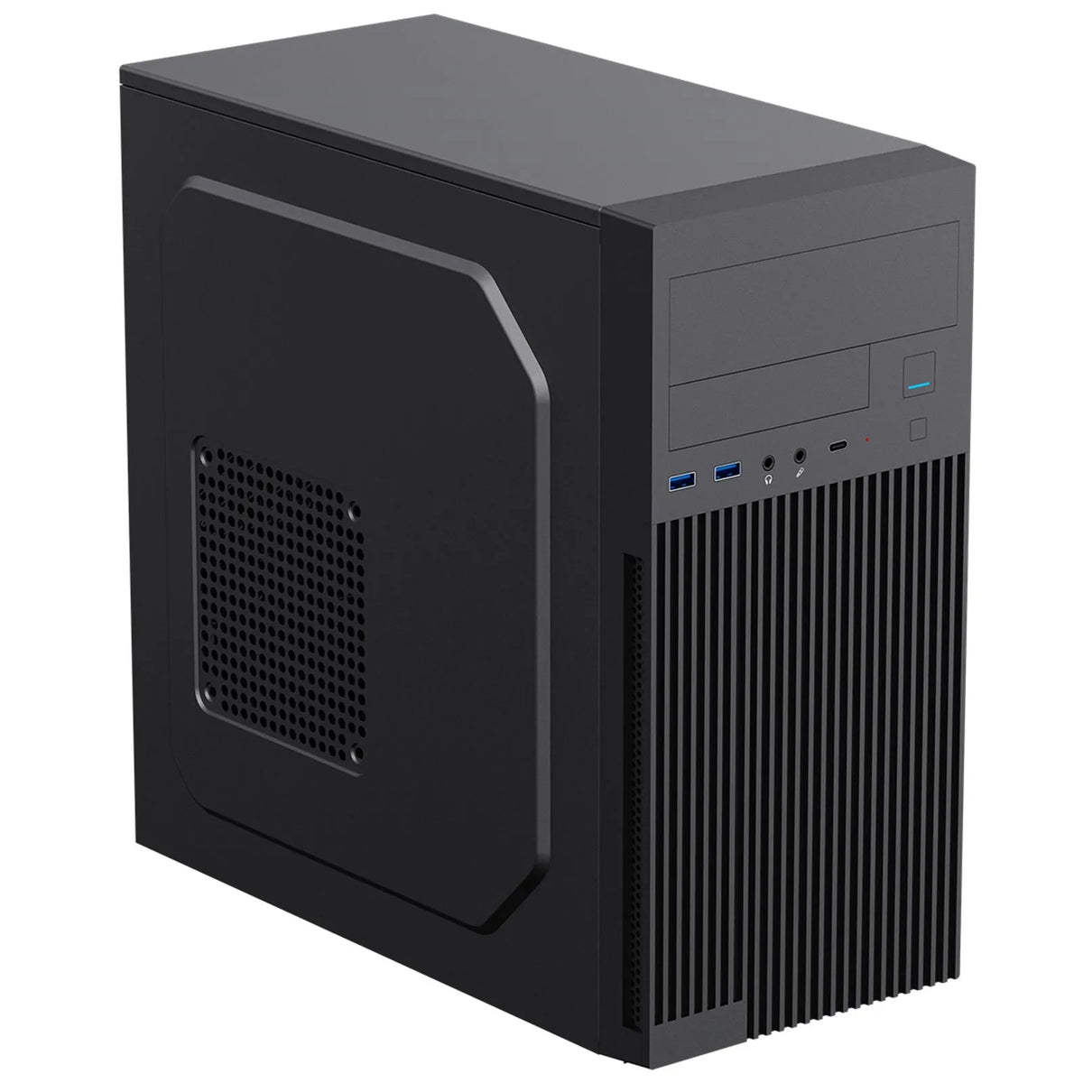 CiT Mentor Micro-ATX Office PC Case With USB Type C and 80mm Rear Black Fan Included