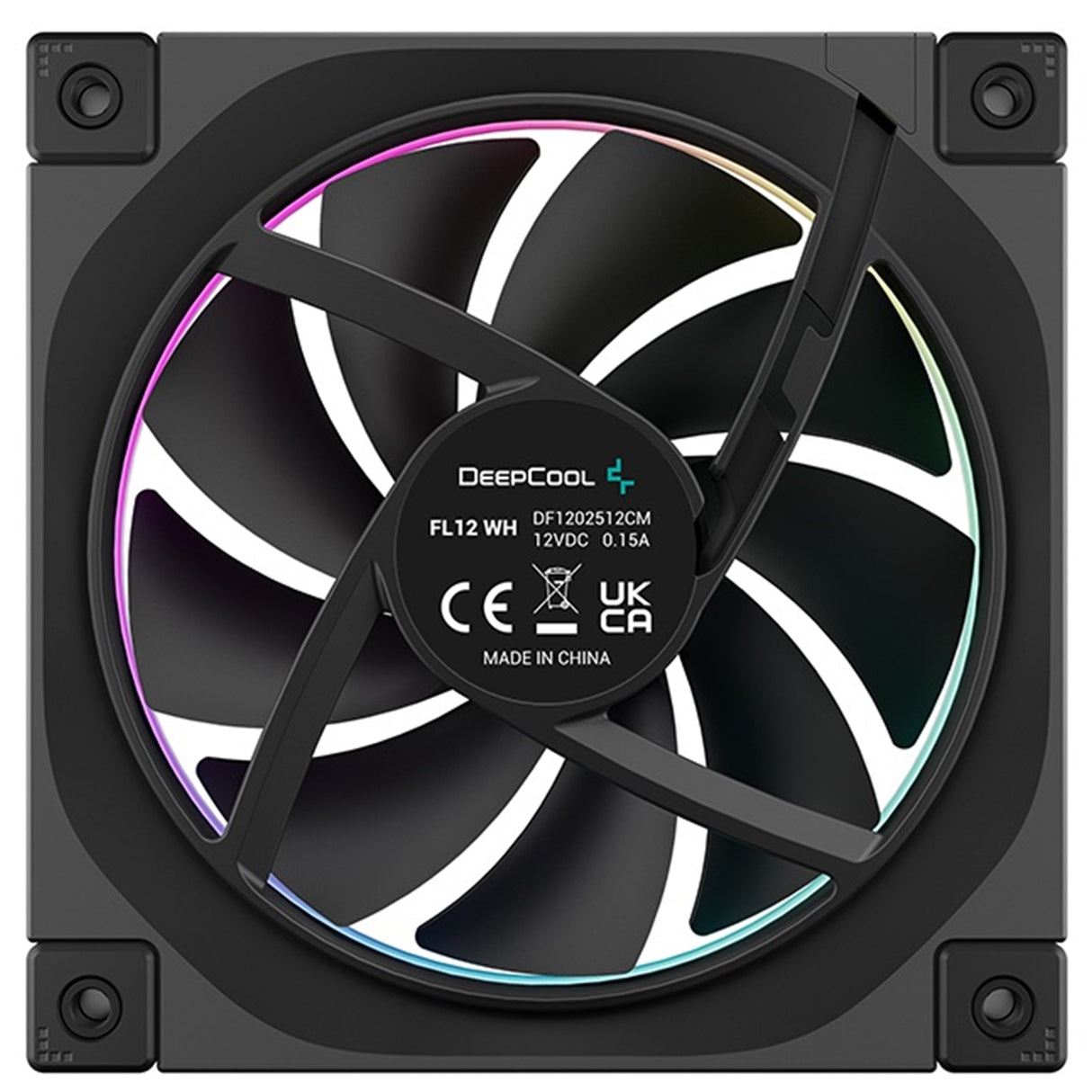 DeepCool FL12 120mm PWM Fan - High Performance, Low Noise, Fluid Dynamic Bearing, 36 ARGB LEDs, 500-2150 RPM, 55 CFM Airflow, 4-Pin PWM Control