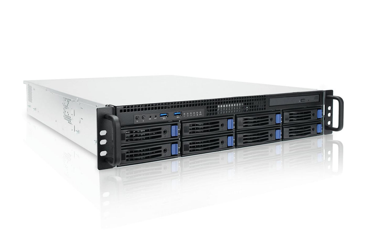 Ernitec 2U 8 Bay Server with Xeon 6357P, 32GB RAM, 2x500GB SSD, 9560 RAID, Nvidia A400, dual 1GbE, IPMI, TPM, dual 800W PSU, Windows Server 2025 Std.