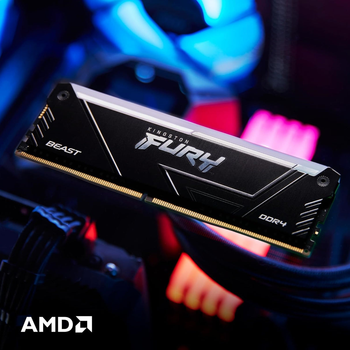 Kingston FURY Beast KF432C16BB2A/8 8GB (1x 8GB) DIMM System Memory, 3200MHz, DDR4, CL16, Black, RGB, Intel XMP