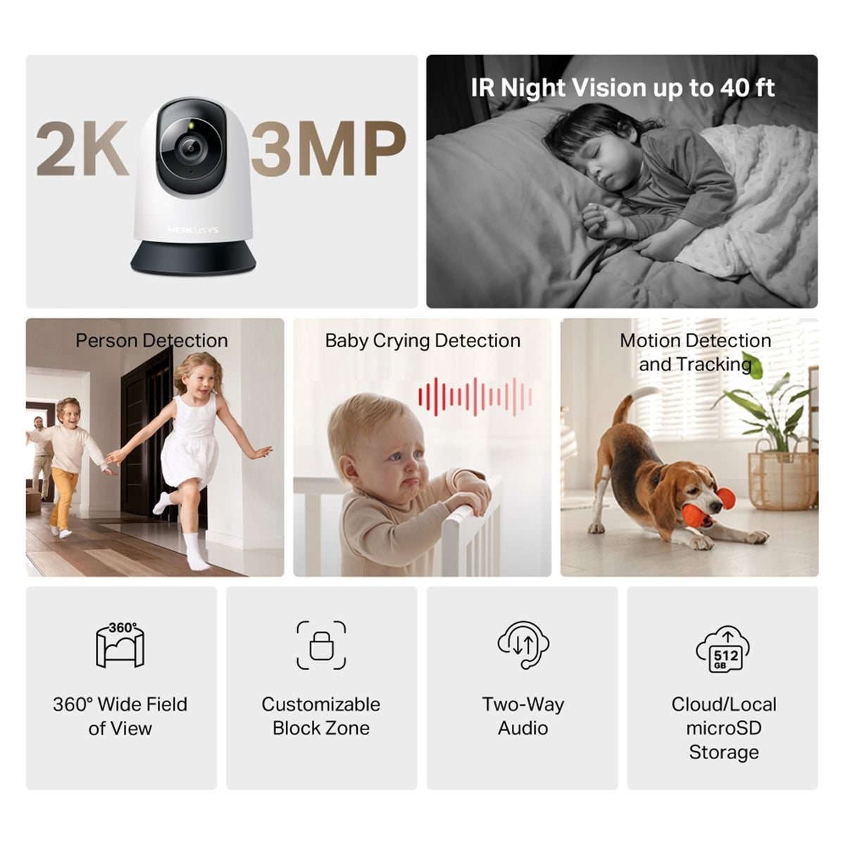 Mercusys MC210 Pan/Tilt Home Security Wi-Fi Camera