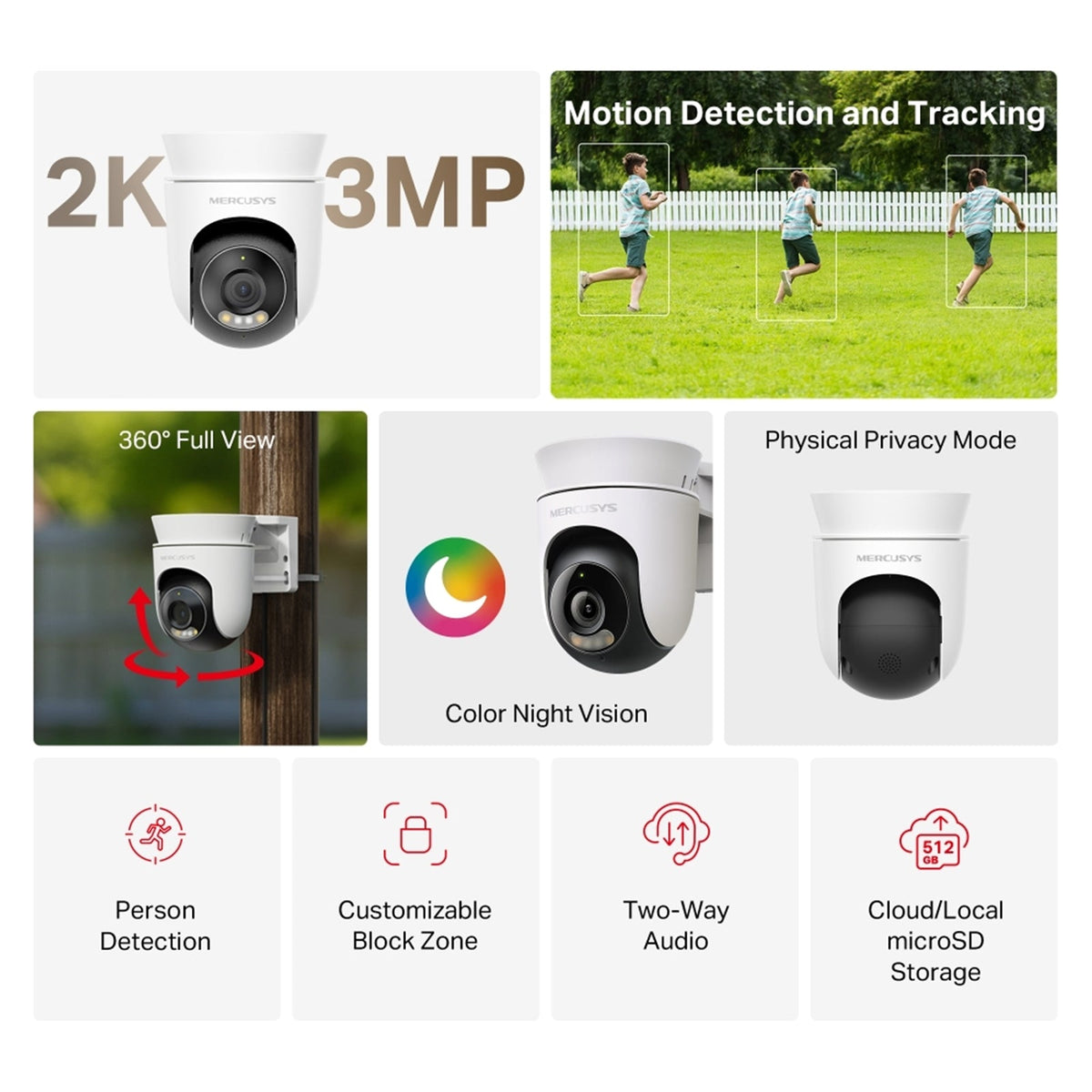 Mercusys MC510 Pan/Tilt Home Security WiFi Camera