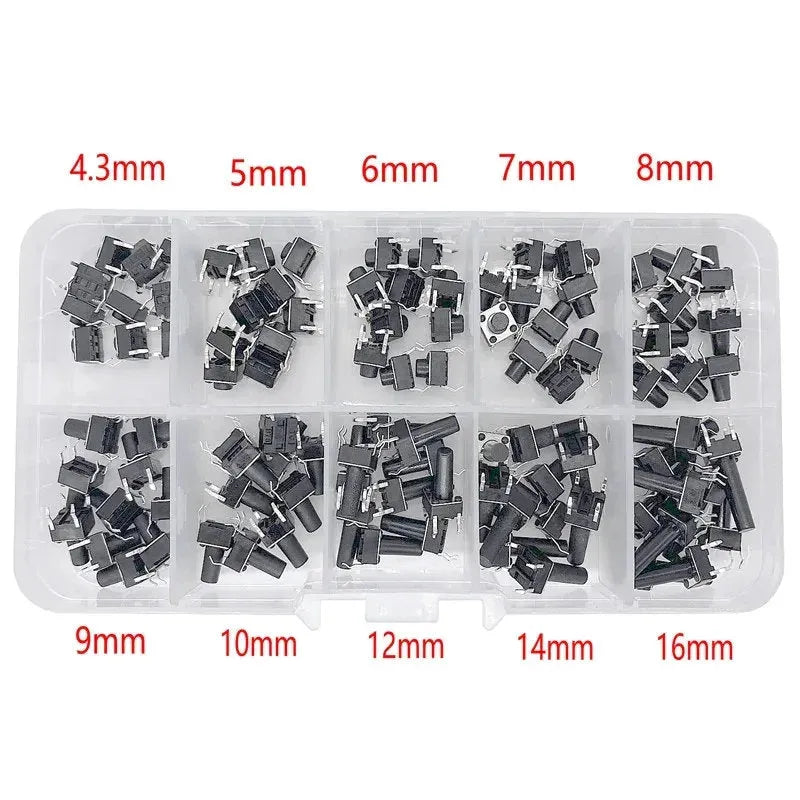 100pcs Push Button Switch Assortment