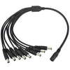 he
כבל מפצל מתח 8 יציאות DC, 1x נקבה ל-8x זכר, תקע 5.5 x 2.1mm למצלמות אבטחה - שחור