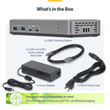 StarTech.com Dual-Monitor USB-C Docking Station, HDMI, 4K 60Hz, 100W Laptop Charging, 1GbE, Driverless, Multi-Monitor Dock For Windows