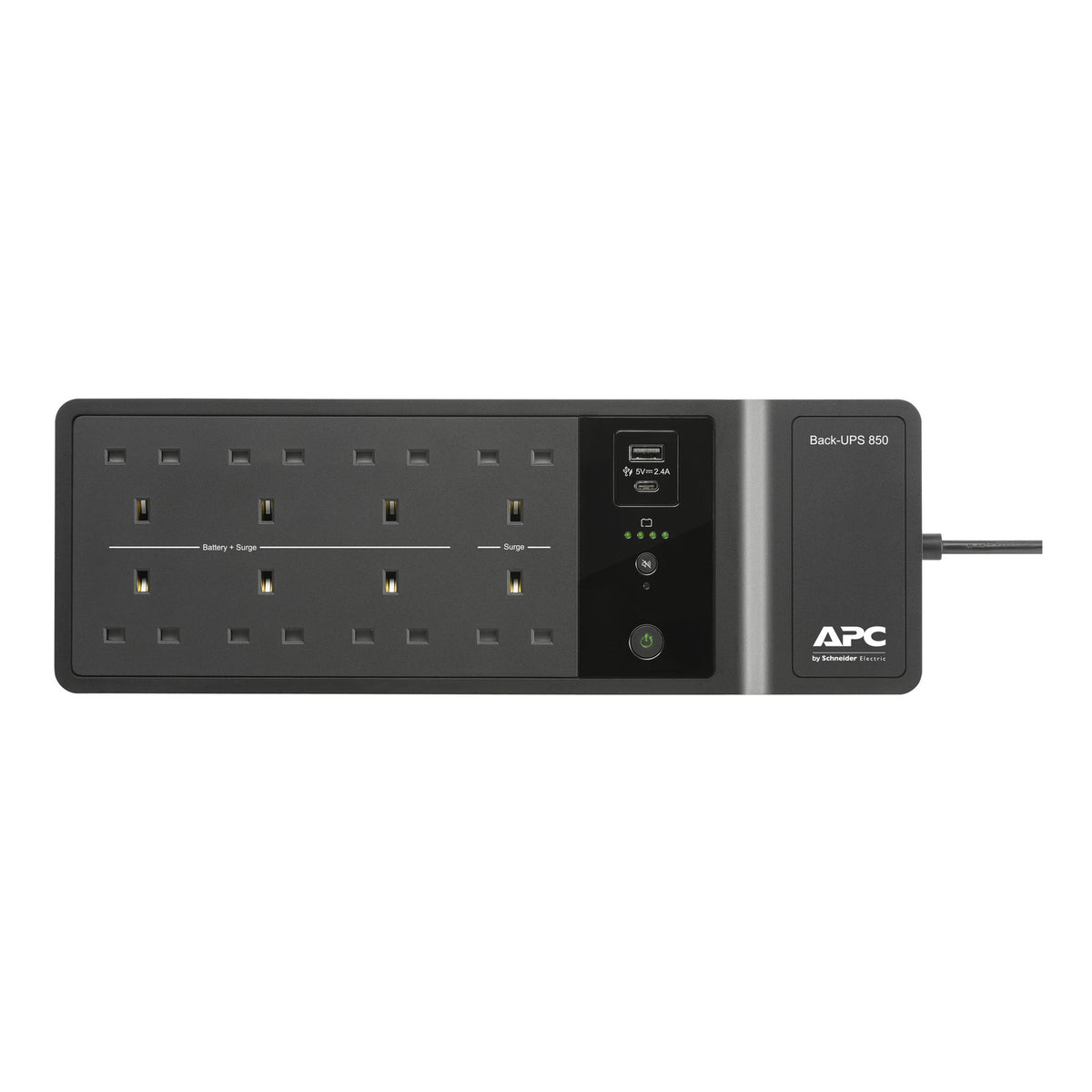 APC Back-UPS BE850G2-UK - 8x BS 1363 outlets, 850VA, 2 USB chargers, 1 USB data port