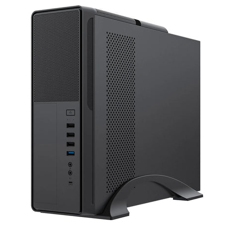 CiT S014C Black Slim Micro ATX/ITX Desktop Case with 300W Power Supply, USB 2.0, USB 3.0 Type-A & Type-C Ports