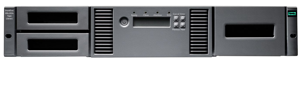 Hewlett Packard Enterprise Storage MSL2024 Tape Library 1x MSL LTO-8 Fibre Channel 15x LTO-8 30TB Data Cartridges