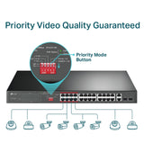 TP-Link TL-SL1226P 24-Port Metal 10/100Mbps + 2-Port Gigabit Unmanaged PoE+ Switch (250W)
